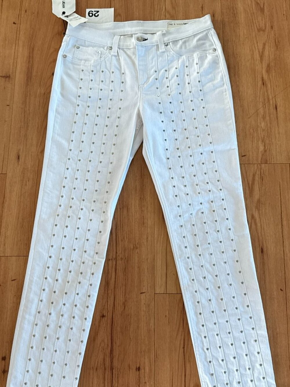 NWT RAG & BONE White Blanc STUDDED Denim SKINNY Jeans sz 29